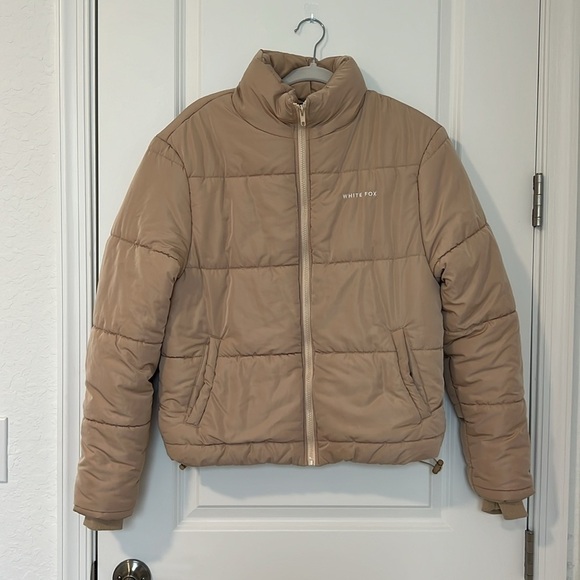 White Fox Not Giving In Puffer Jacket Sand S/M - Picture 9 of 17